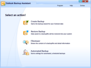 Main page of Outlook Backup Assistant