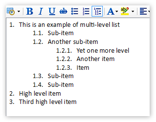 Multi-level numbered lists (outlines) in notes and memos