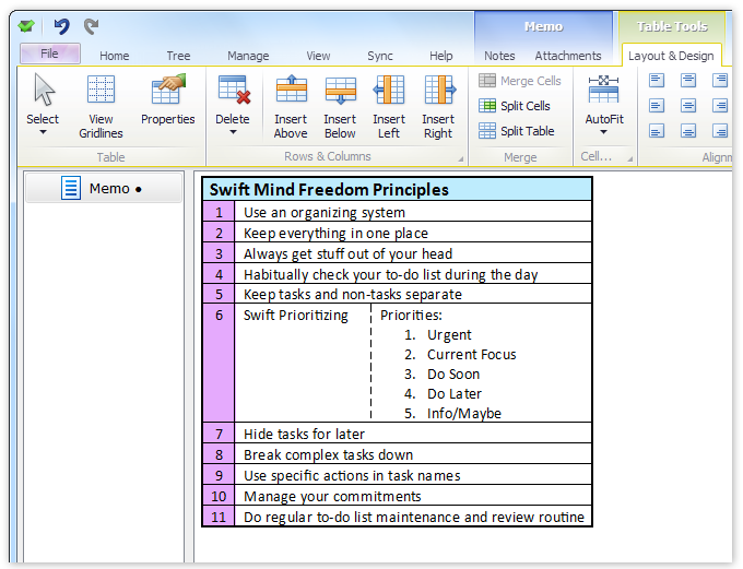 Table in a memo in Swift To-Do List 9