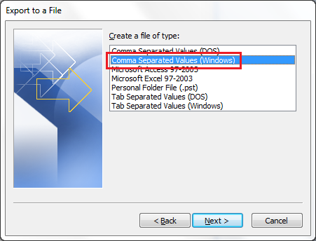 Outlook 2010 Import Step 3