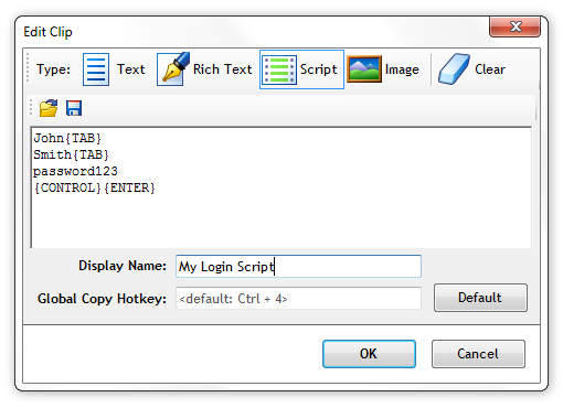 Keyboard Script in FastPaste Edit Window