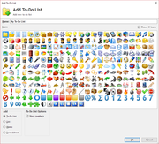 Expanded Add To-Do List window with 277 different icons to choose from
