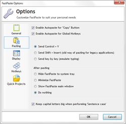 Clipboard pasting options in FastPaste