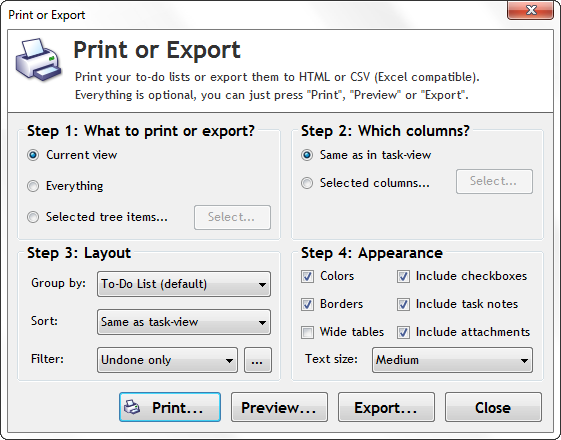 Print and export tasks in Swift To-Do List