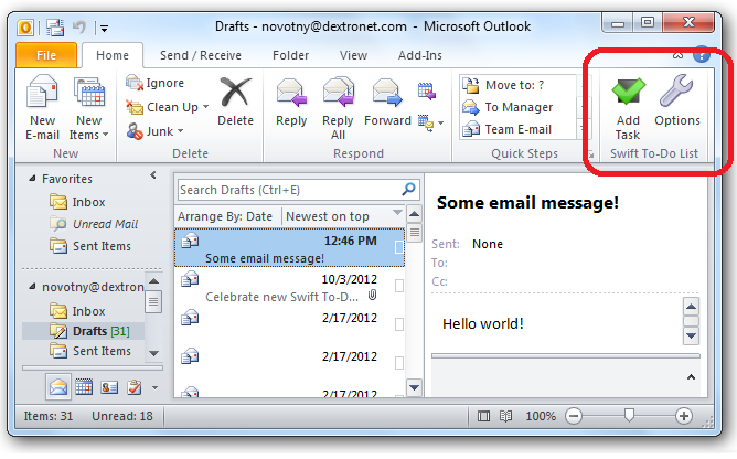 create note on task in outlook